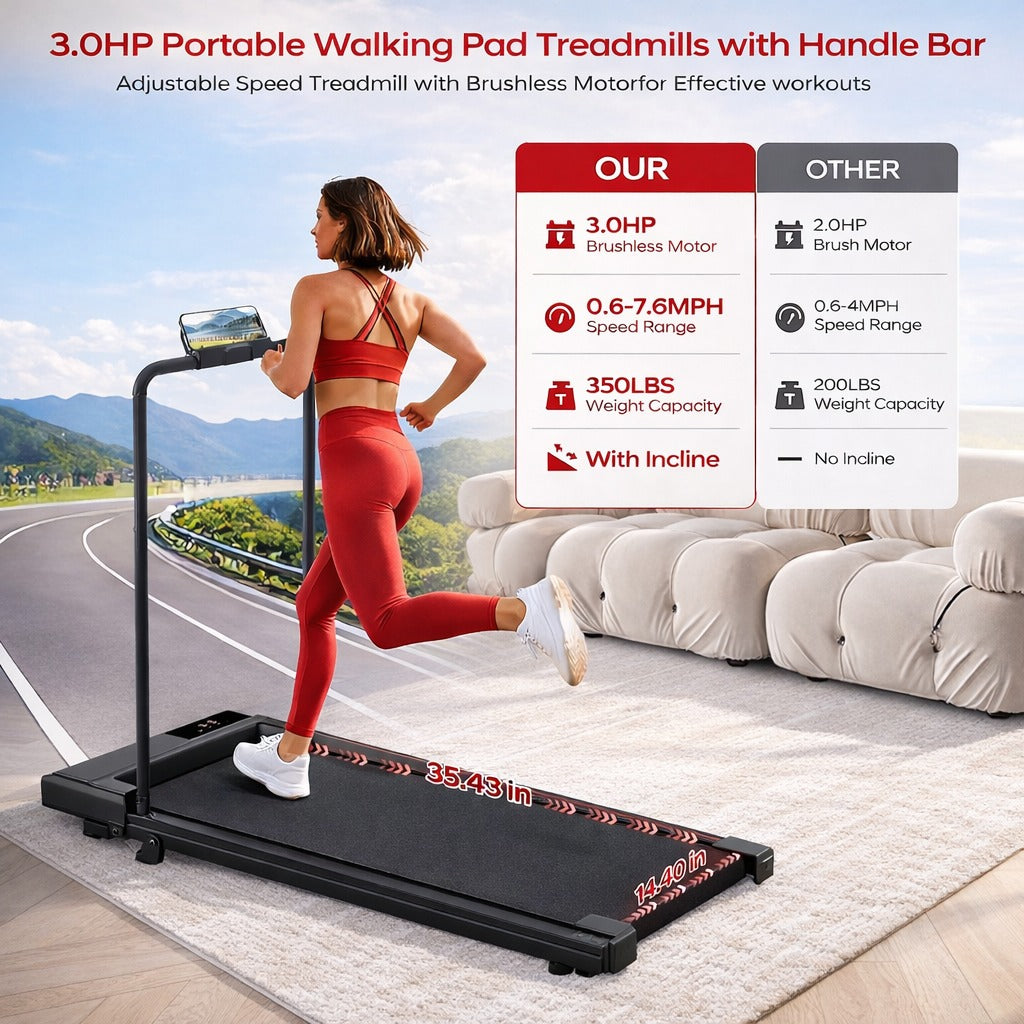 Walking Pad with Handle Bar and Incline